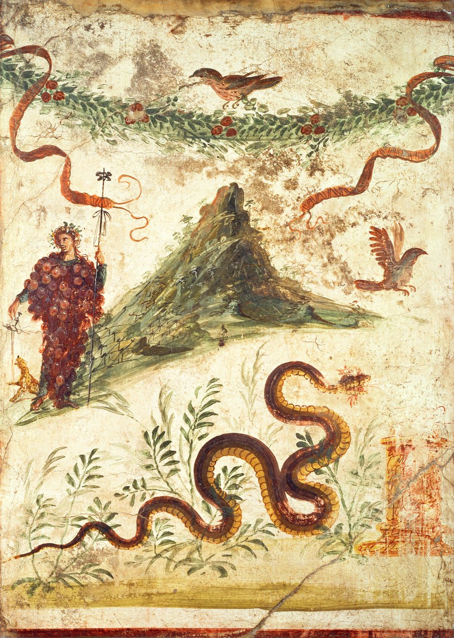 Bacchus Standing Before Vesuvius, from the House of the Centenary, Pompeii, Fourth Style, 1st century AD by Unbekannt Unbekannt
