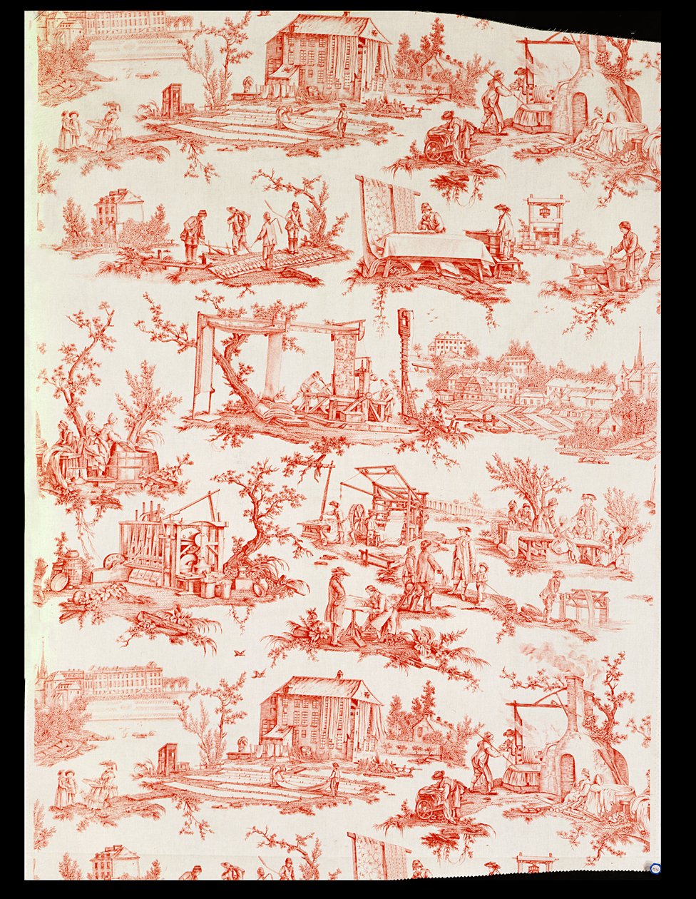 Toile de Jouy, illustrating the processes of manufacturing cotton, designed by Christophe Huet, French, 1783 by Unbekannt Unbekannt