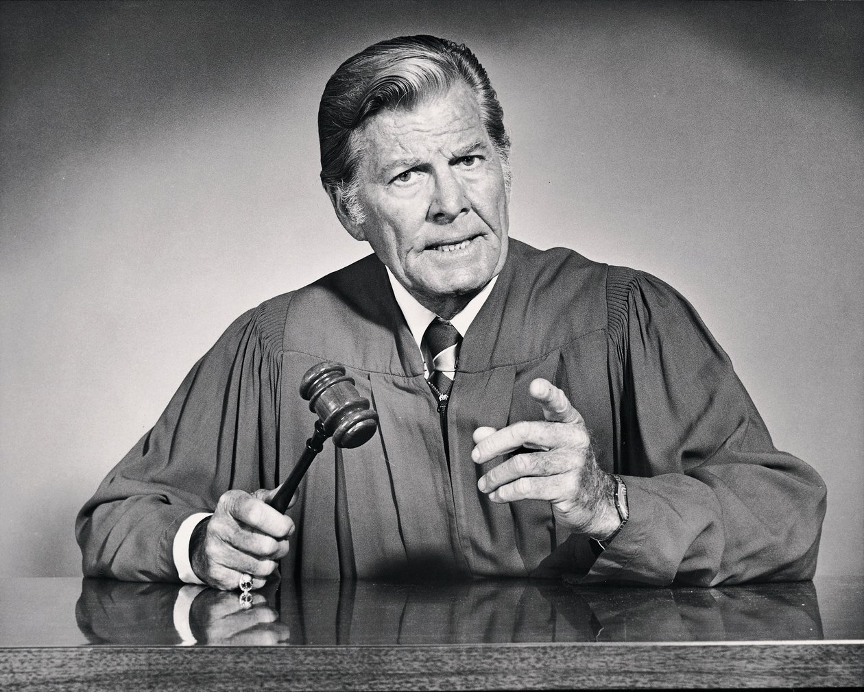 Black and White Portrait of Judge and His Gavel by Unbekannt Unbekannt