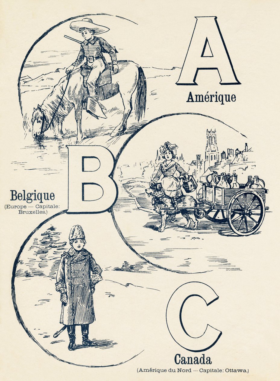 A B C: America, Belgium, Canada - ABC of Two Worlds. Emile Guerin, publisher, Paris, circa 1900. by Unbekannt