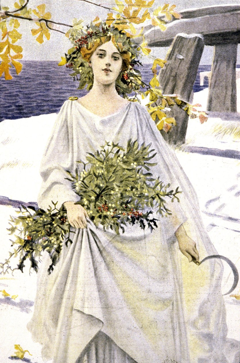 A druid picking mistletoe by Unbekannter Künstler
