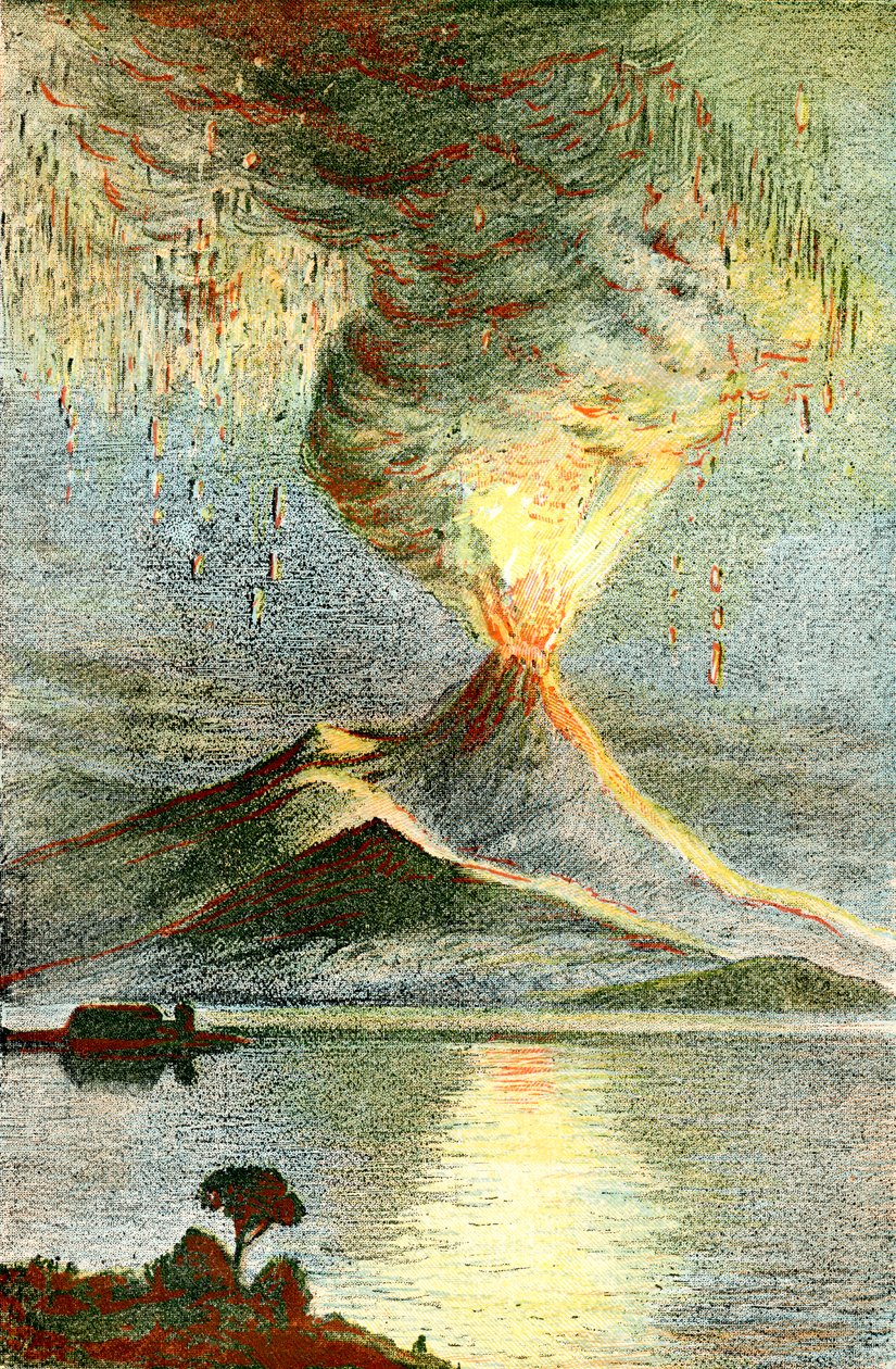 A volcano in eruption by Unbekannter Künstler
