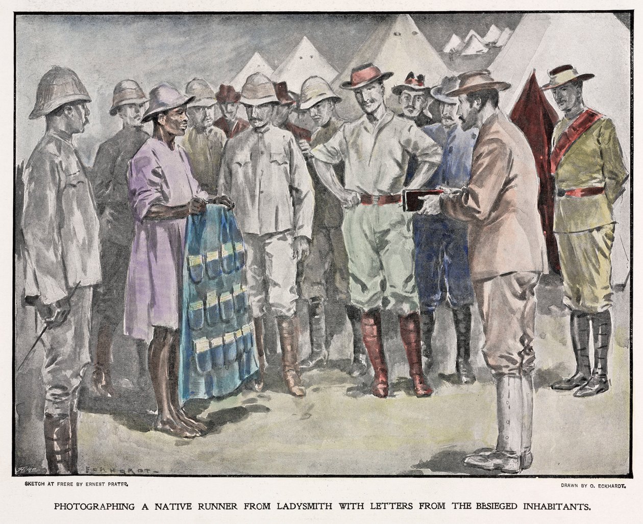 African delivering letters to British soldiers during the Boer War, c 1900 by Unbekannt
