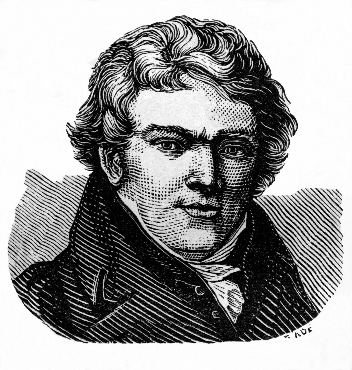 Aloys Senefelder, inventor of lithography (Illustration from 