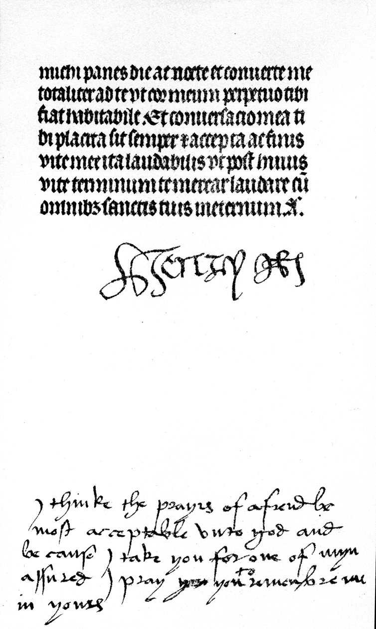 Autograph signature of King Henry VIII and inscription in the hand of his wife, Queen Katherine of Aragon by Unbekannt