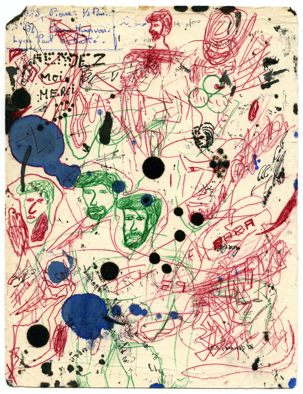 Blotter covered with stains and doodles, around 1960 by Unbekannter Künstler
