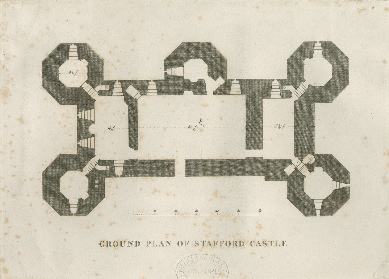 Castle Church - Stafford Castle: engraving by Unbekannt