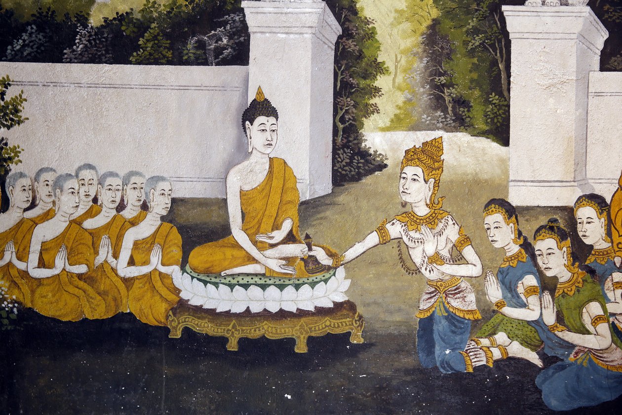 Fresco depicting a scene of the Buddha