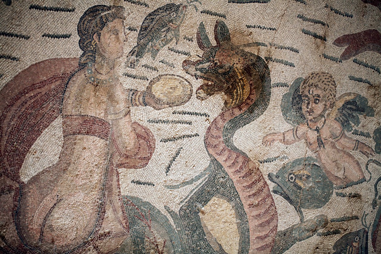 Hall of Arion. Marine scene. Marine creatures. Nereides and tritons ...