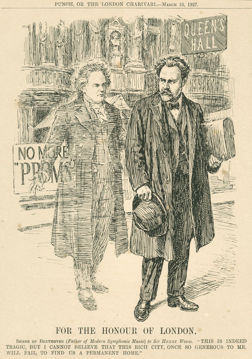 Henry Wood and the ghost of Beethoven in front of the Queen