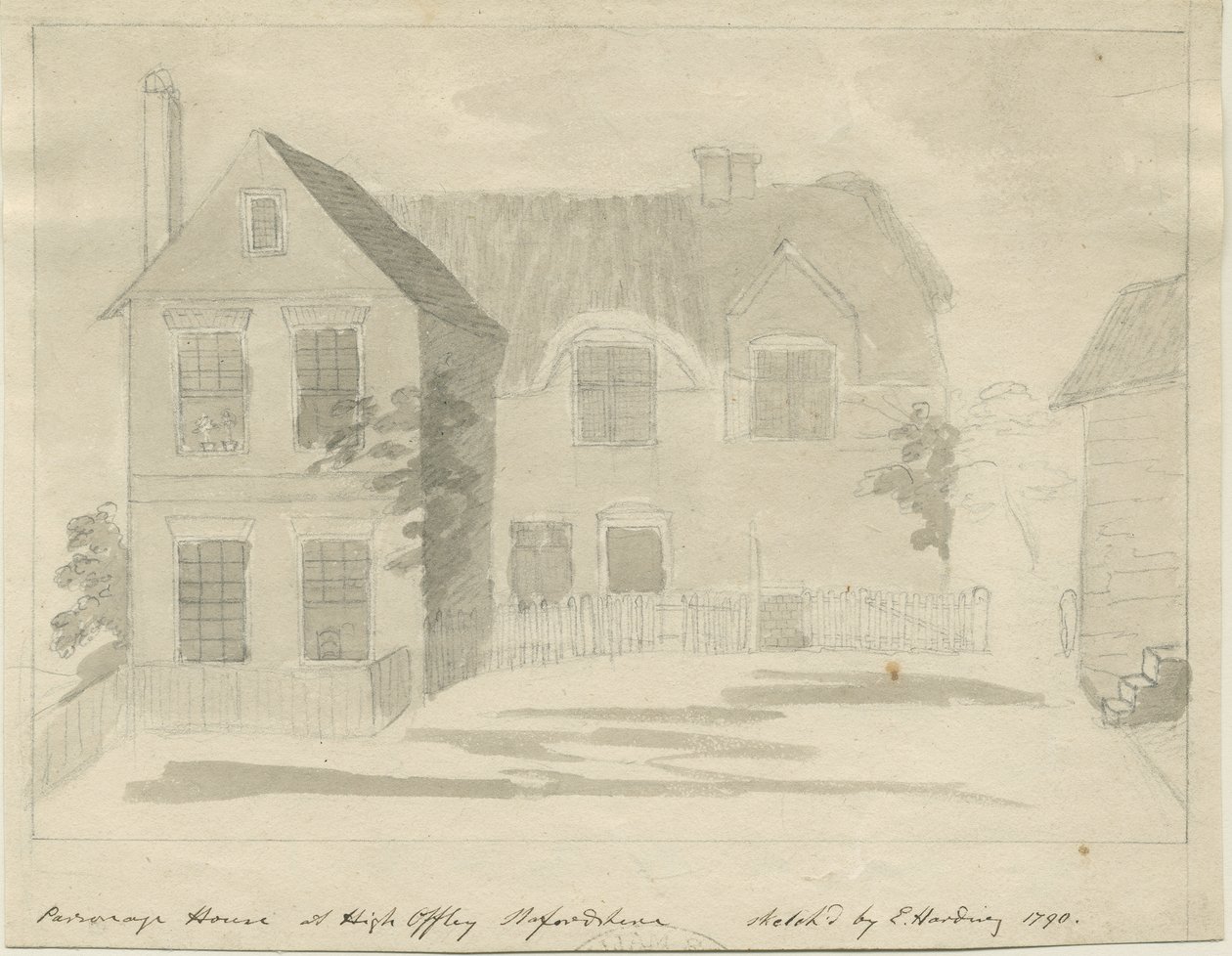 High Offley - Parsonage (Pencil and Wash Drawing, 1790) by Unbekannt