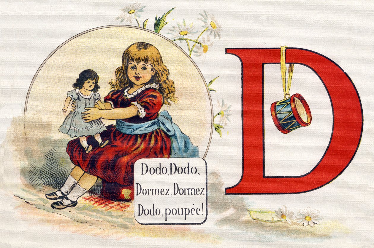 Letter D: Sleep, Doll. Engraving in 