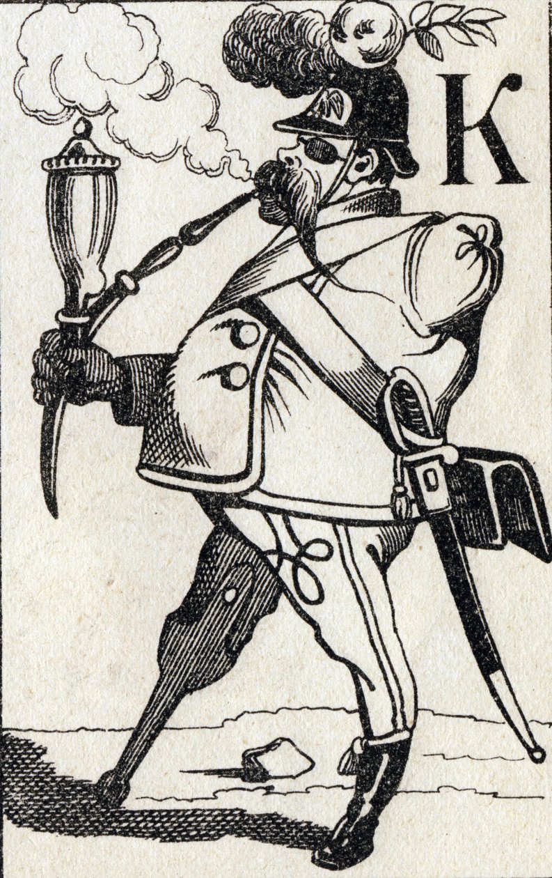 Letter K: Fritz Kreutzer. Engraving in 