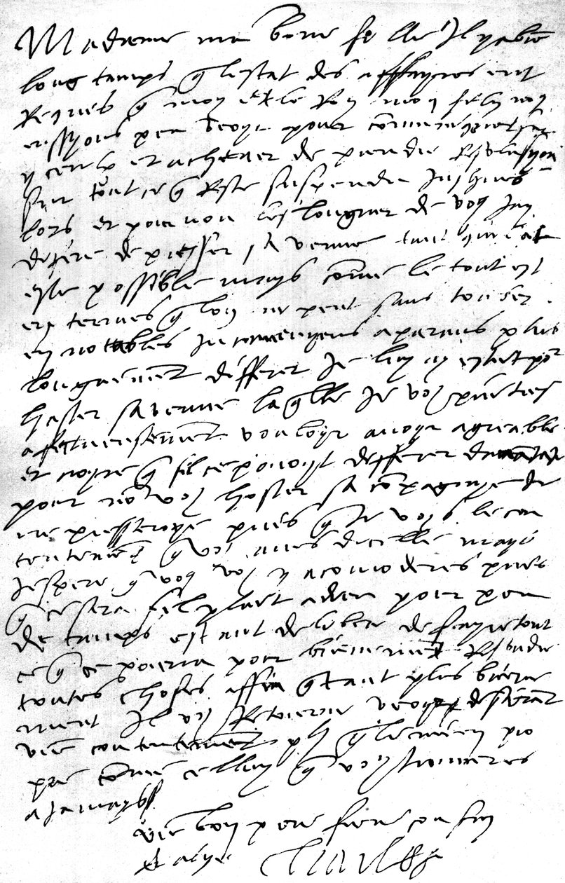Letter, in French, from Emperor Charles V. to his daughter-in-law, Queen Mary I of England, expressing his desire to see his son King Philip, her husband, in order to consult with him about affairs, expressing regret for the necessity of depriving her of h by Unbekannt