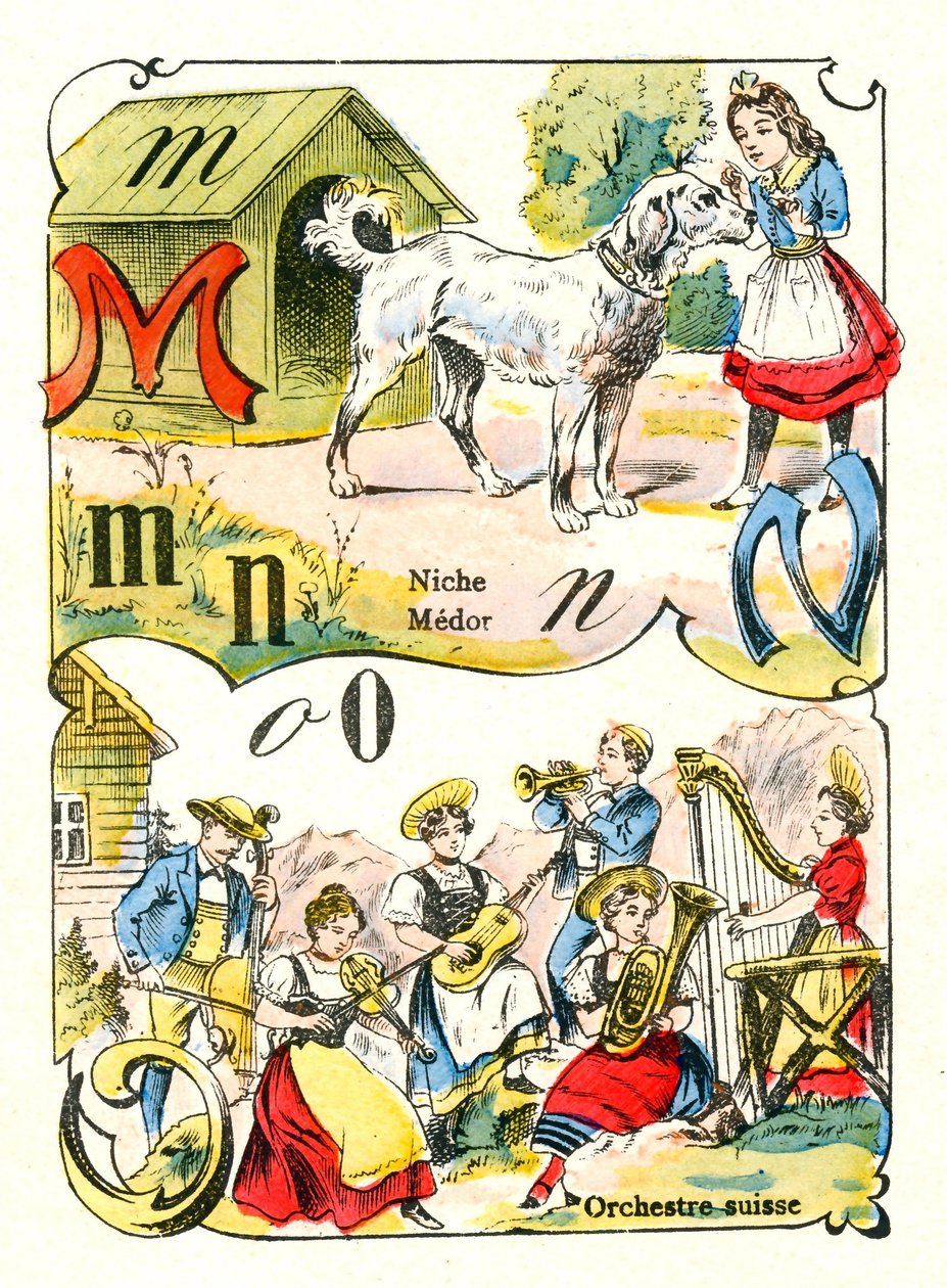 Letters M N and O as Medor, Niche and Swiss Orchestra by Unbekannt