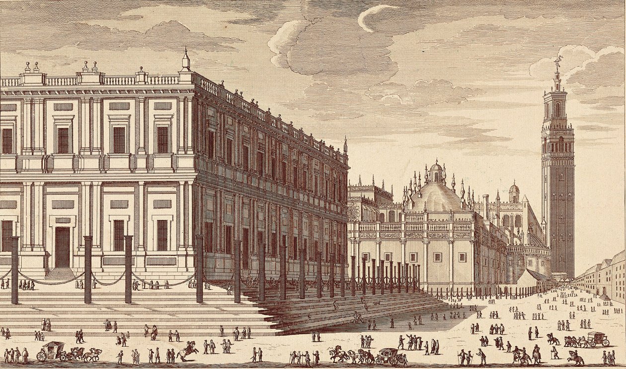 Lonja de Comercio and a Partial View of Seville