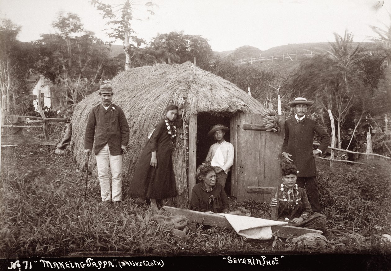 Making Tappa, a native cloth, c.1875 by Unbekannt