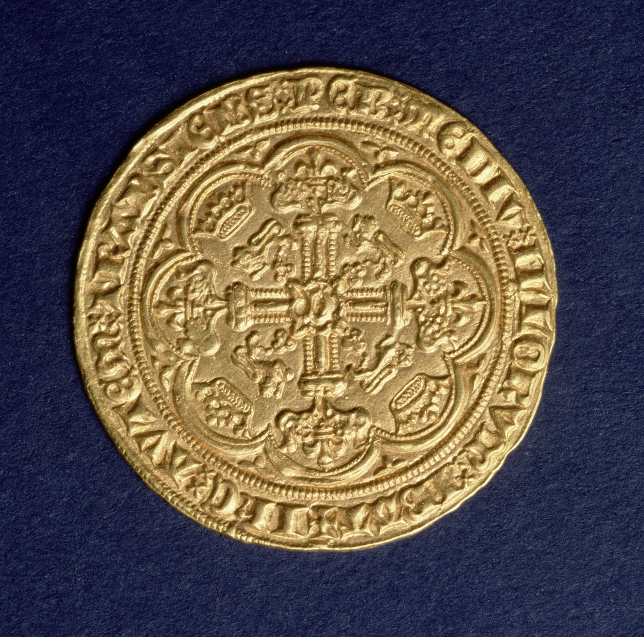 Noble of Edward III reverse showing a cross pattern, Calais mint, introduced 1344 by Unbekannt