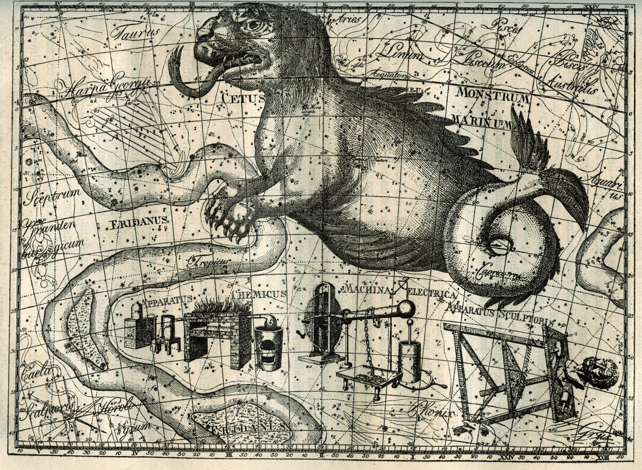 The Whale Constellation Represented as a Fantastic Animal with a Forked Tongue and a Long Tail by Unbekannt
