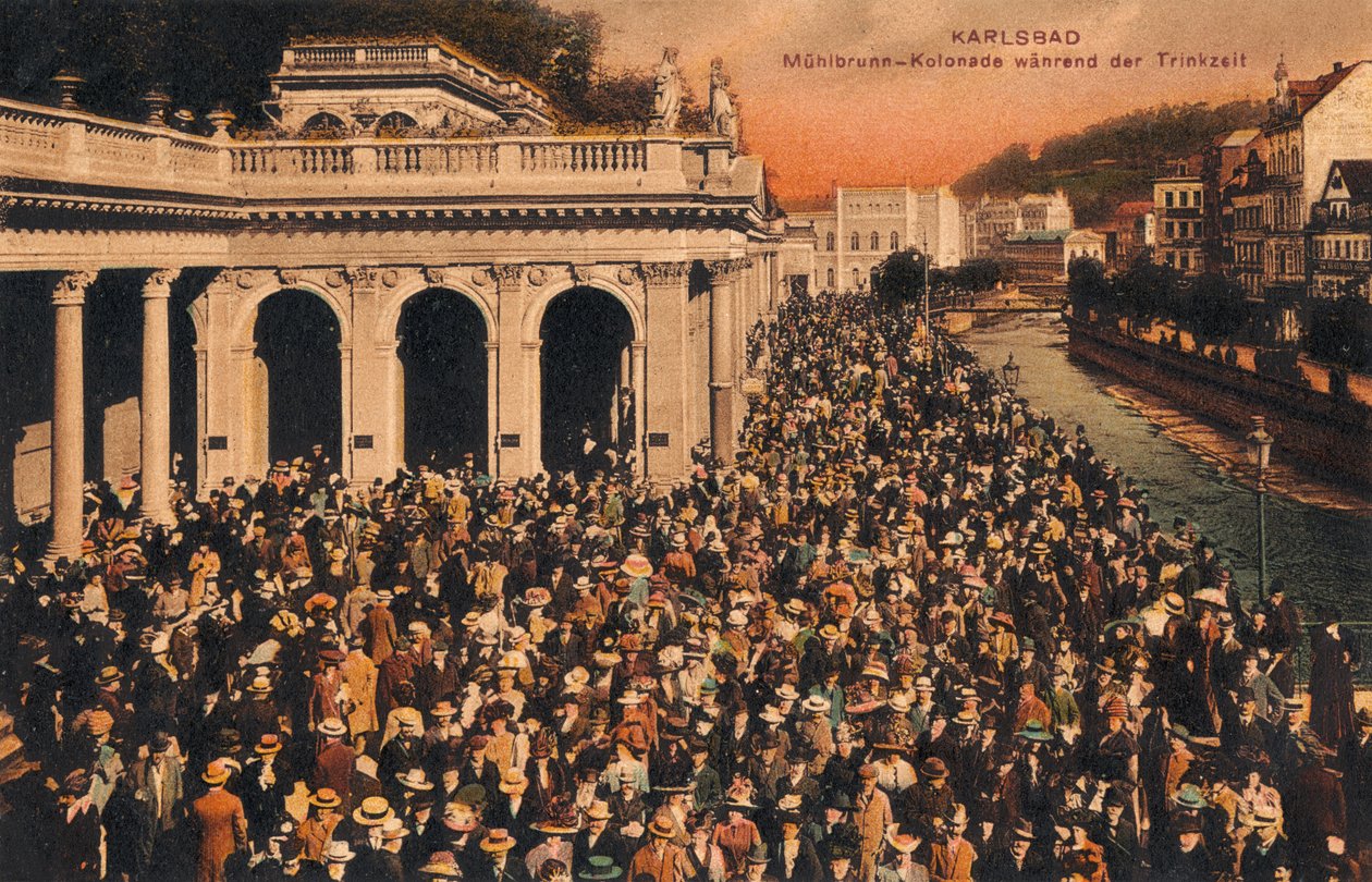 People taking the waters at Karlsbad by Unbekannter Künstler