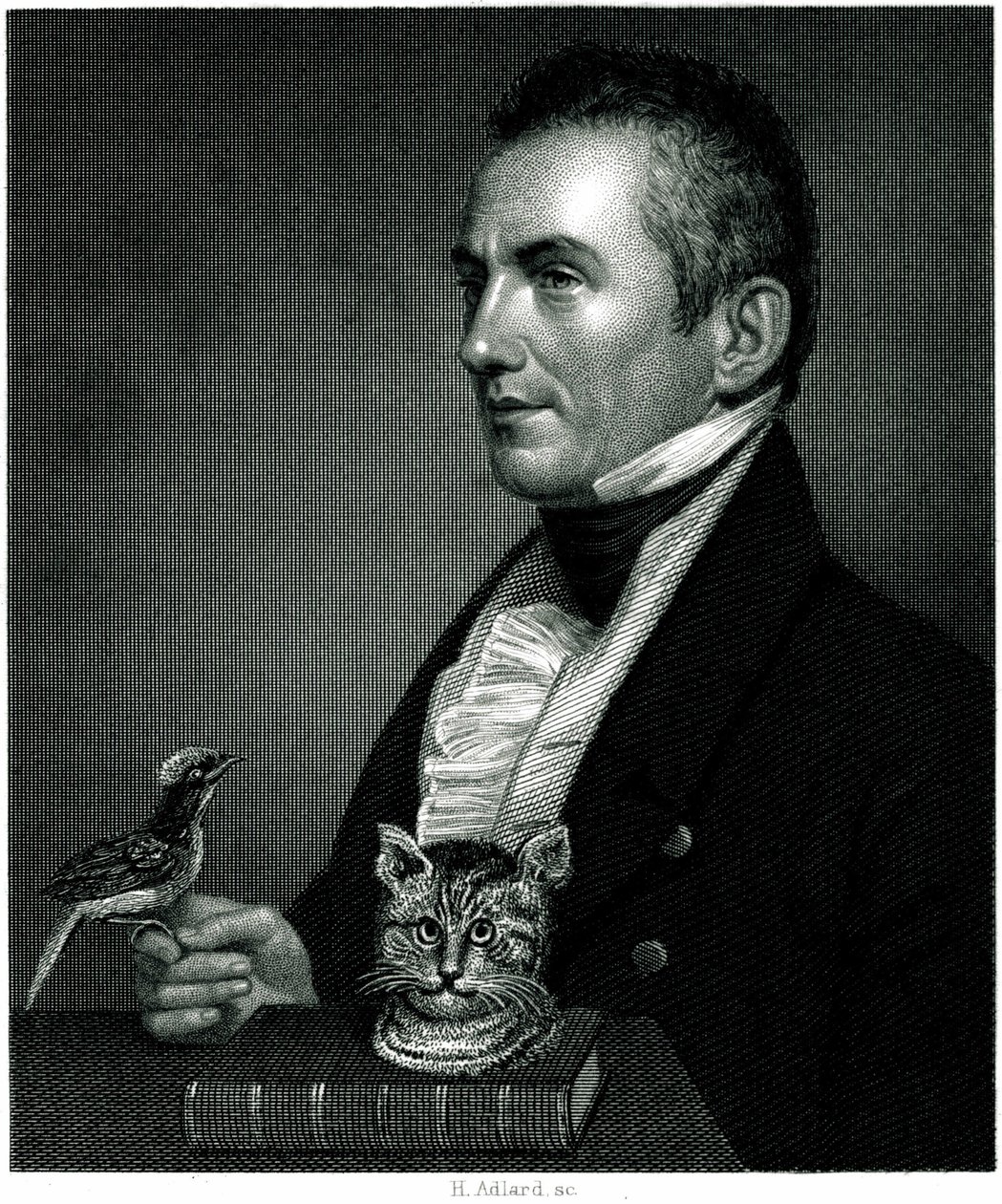 Portrait of Charles Waterton, English naturalist traveler on a 19th century engraving by Unbekannter Künstler