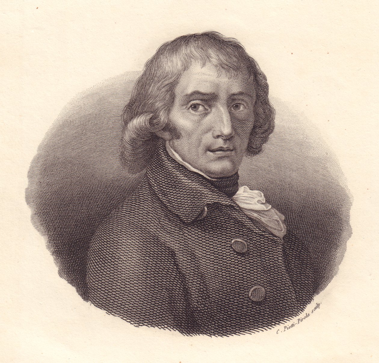 Portrait of Italian Poet Giuseppe Parini (1729-1799), copper engraving by Piotti from drawing by Andrea Appiani by William M. Timlin