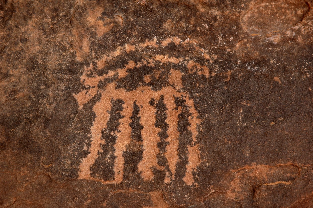 Rock Art, Prehistory: Engraving of an Oryx Antelope in the Uweinat Massif, Egypt (8000 to 3000 BC) by Unbekannt