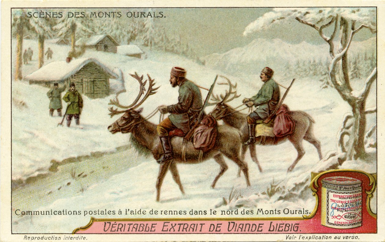 Russian Postal Service with Reindeer in the Northern Ural Mountains by Unbekannter Künstler