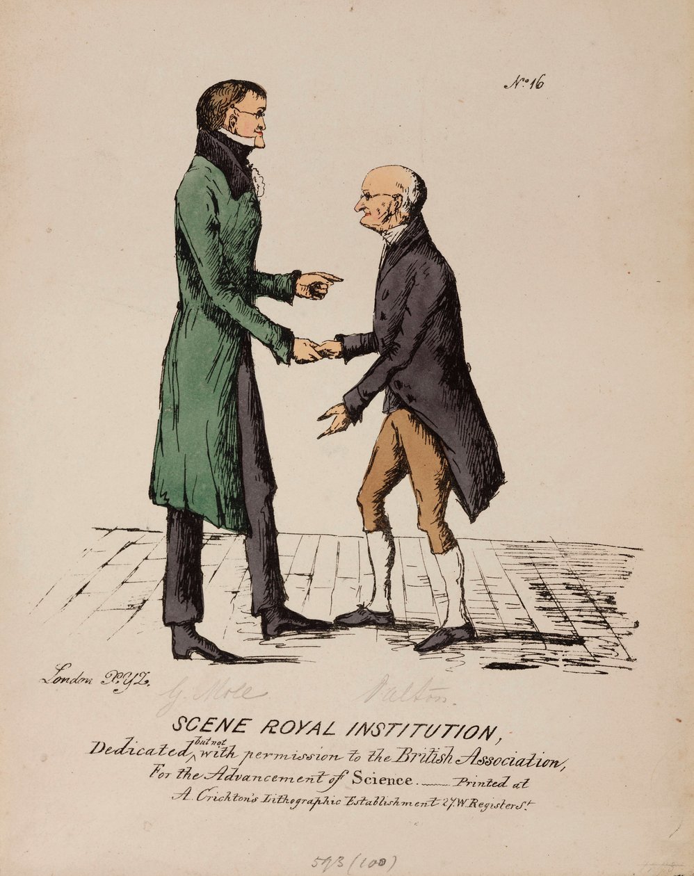 Scene Royal Institution: Gerrit Moll and John Dalton, c 1831-1840 by Unbekannt