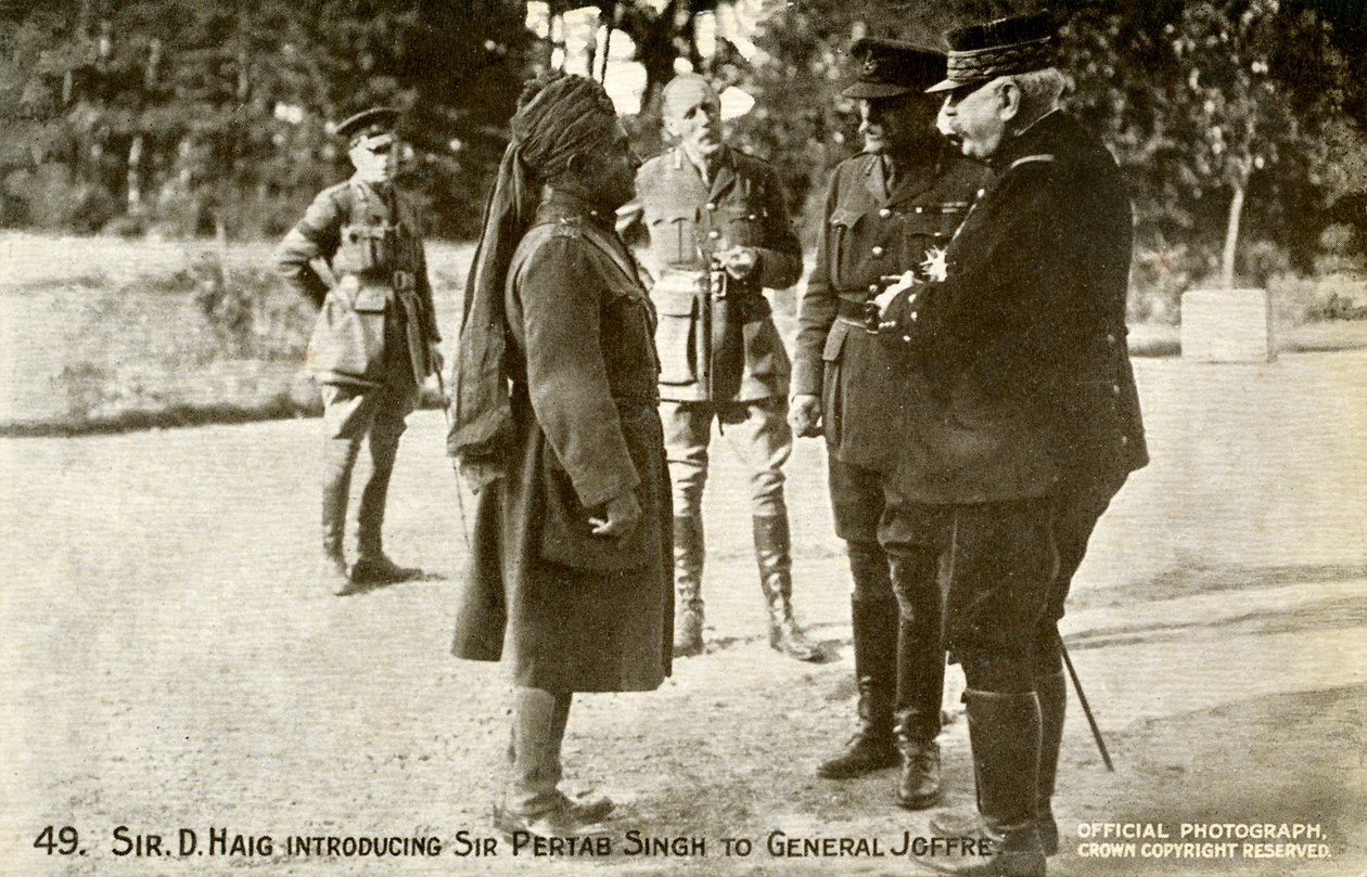 Sir Douglad Haig introducing Pertab Singh to Joffre by Unbekannter Künstler