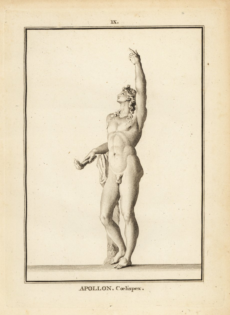 Statue of Apollo Coelispex, looking at the sky, nude, with flaming torch by Unbekannt