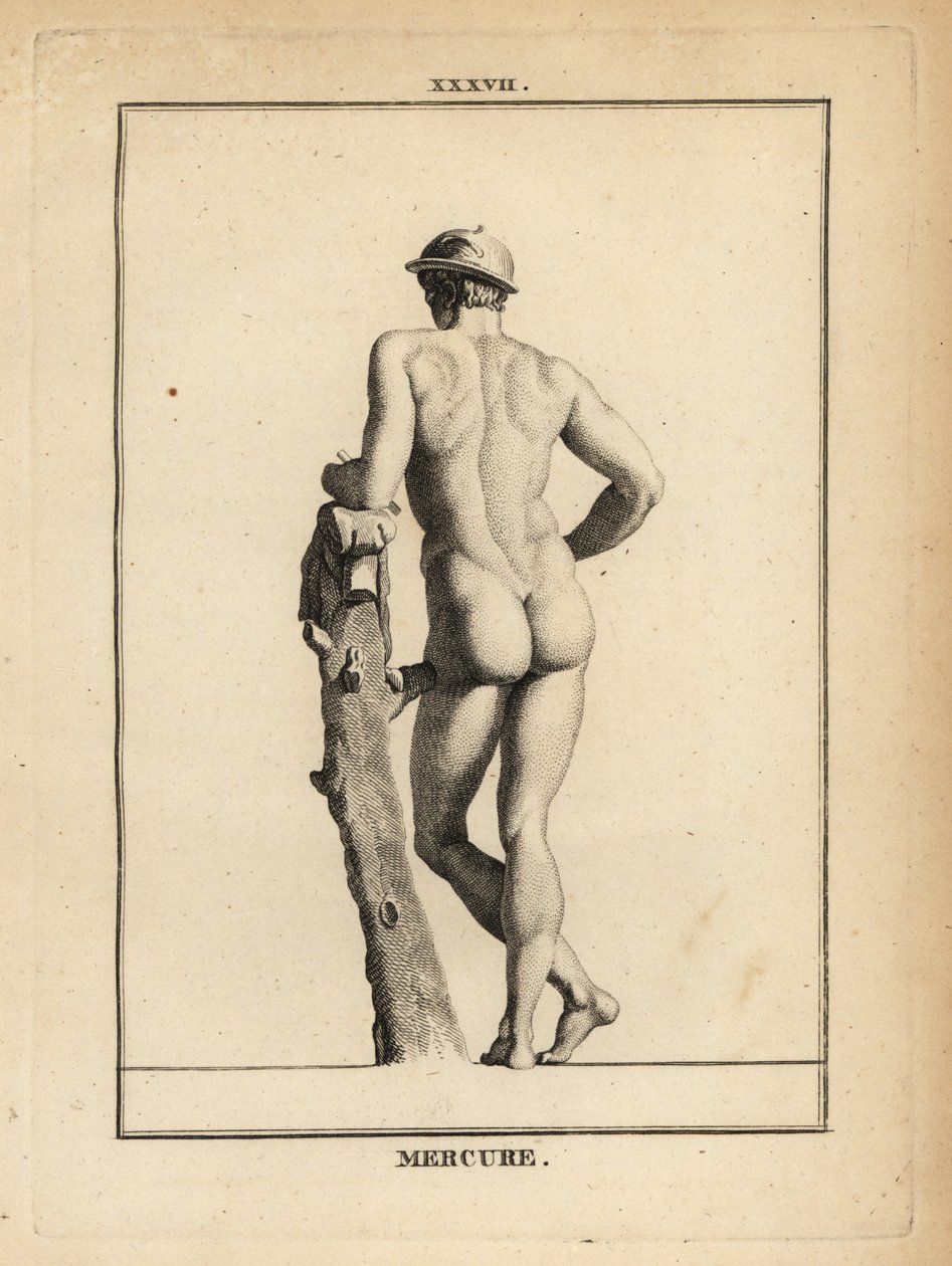Statue of Mercury, Roman God of Commerce and Communication, in Winged Hat Petasos with Goat Skin by Unbekannt