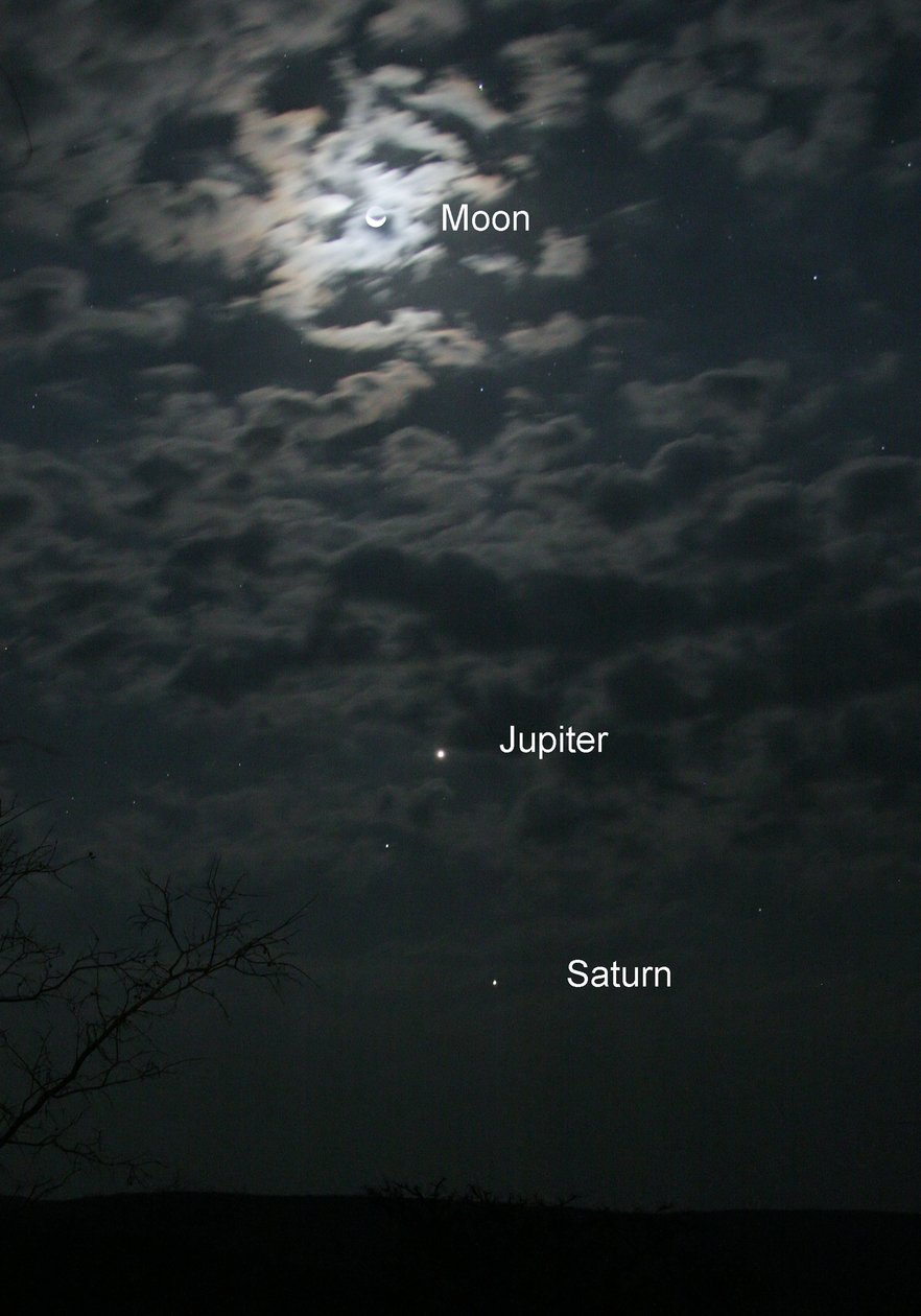The Moon, Jupiter and Saturn by Unbekannt