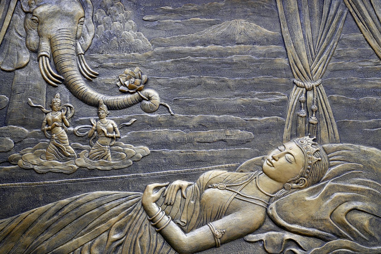 Buddha’s Mother Maya Dreams About the White Elephant Entering Her Womb by Unbekannt
