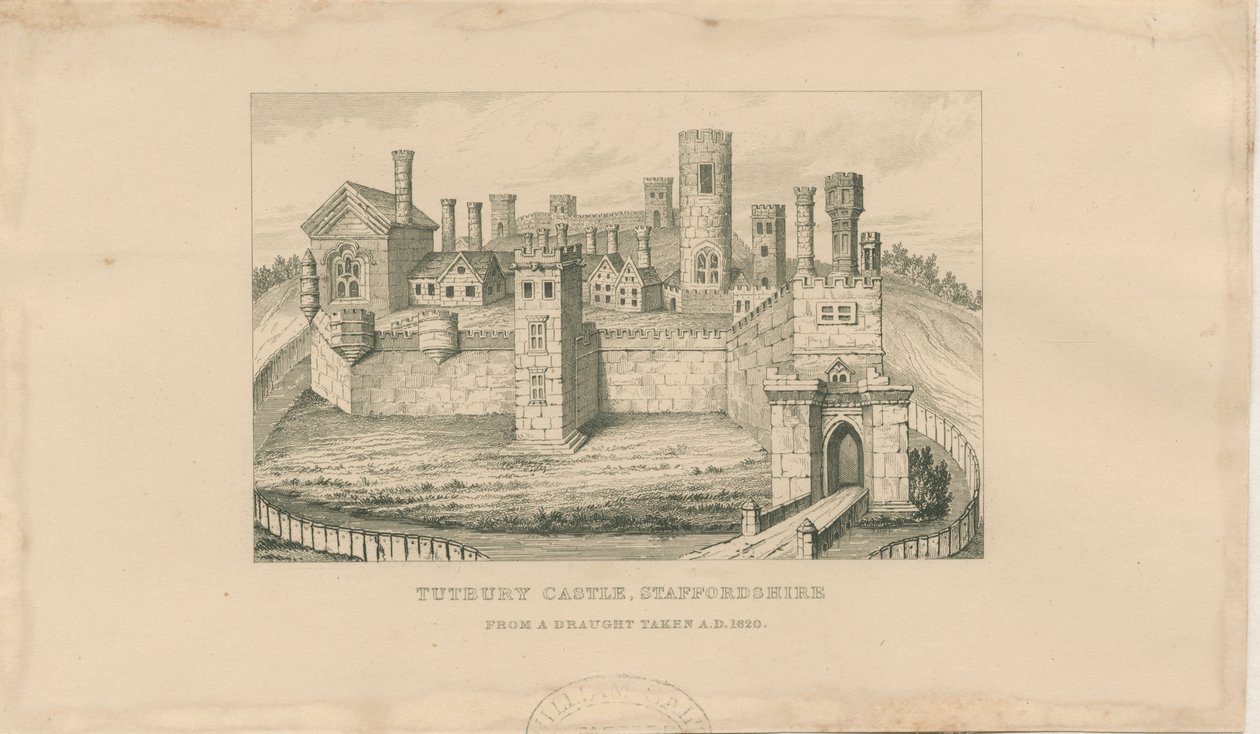 Tutbury Castle: steel engraving by Unbekannt