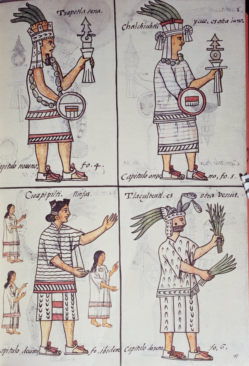 Tzapotlatena, Chalchiuhtlatonal, Cioapipitli and Tliltecuhtli, Florentine Codex, General History of the Things of New Spain, Aztec by William M. Timlin