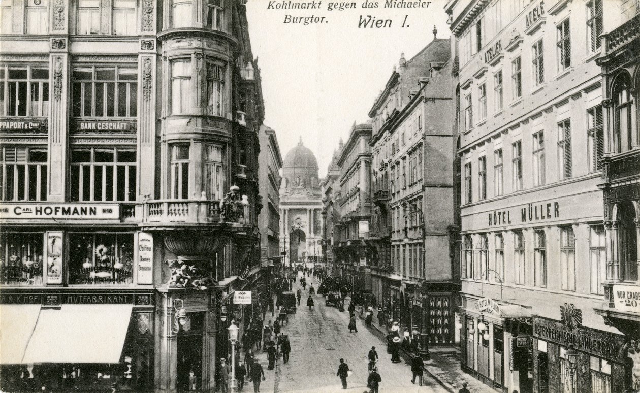 Vienna: Kohlmarkt with Michaelerkirche in background by Unbekannter Künstler