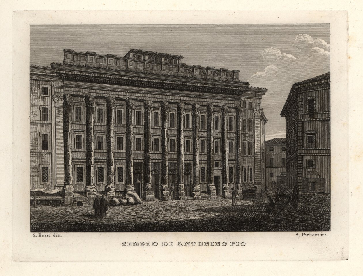 View of the Temple of Antoninus and Faustina, Tempio di Antonino Pio, Rome by Unbekannt
