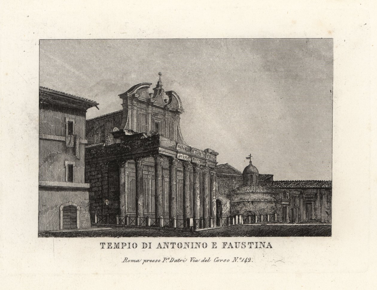 View of the Temple of Antoninus and Faustina, Roman Forum, Rome by Unbekannt