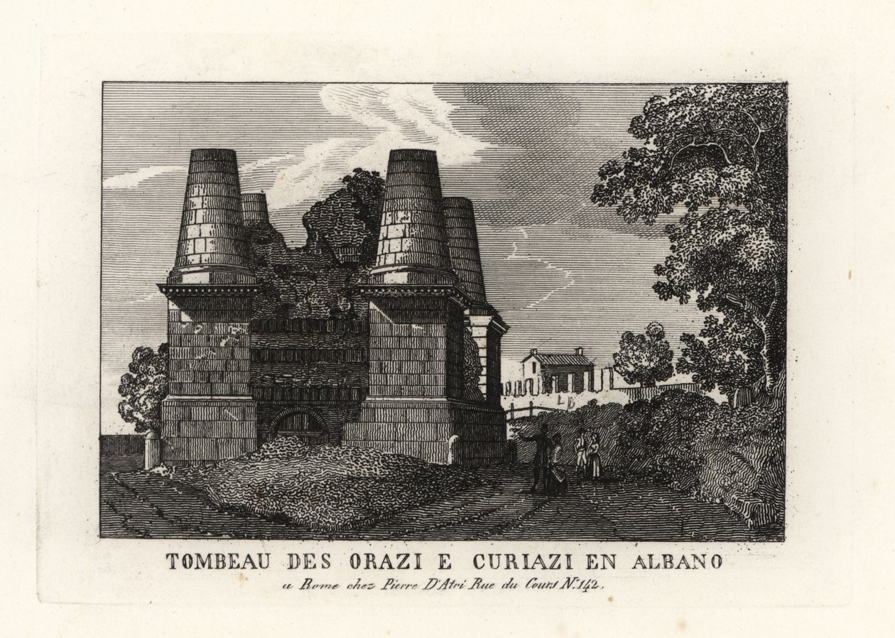 View of the Ruins of the Mausoleum of the Horatii and Curiatii on the Appian Way, Rome by Unbekannt