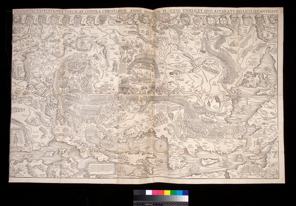 Wall map of the Turkish Campaign of 1529 by Johann Haselberg and Christoph Zell, Nuremberg by Unbekannt