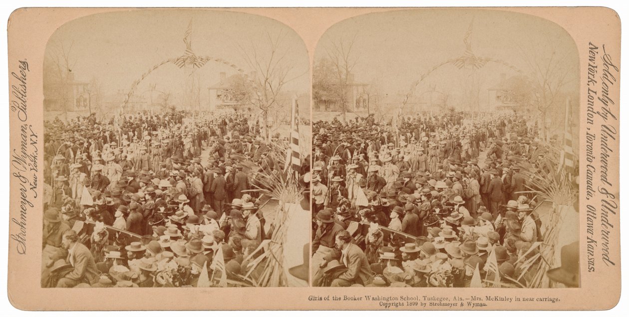 Girls of Booker T. Washington School, Tuskegee, Alabama, Mrs. McKinley in Near Carriage, 1899 by Underwood & Underwood