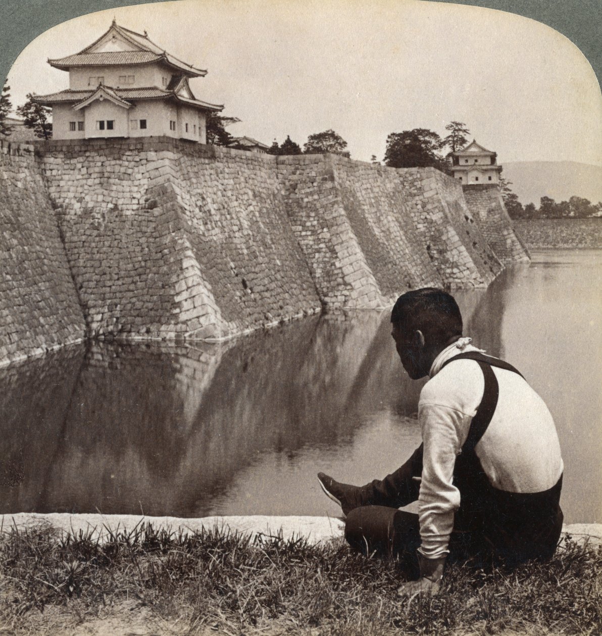 Feudal Castle of the Proud Shoguns, Osaka, Japan, 1904 by Underwood and Underwood