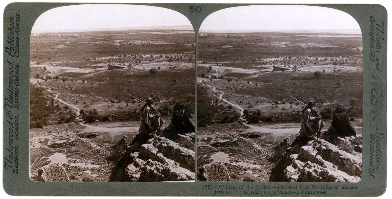 The plain of the River Jordan, as seen from the ruins of ancient Jericho, Palestine, 1903 by Underwood and Underwood