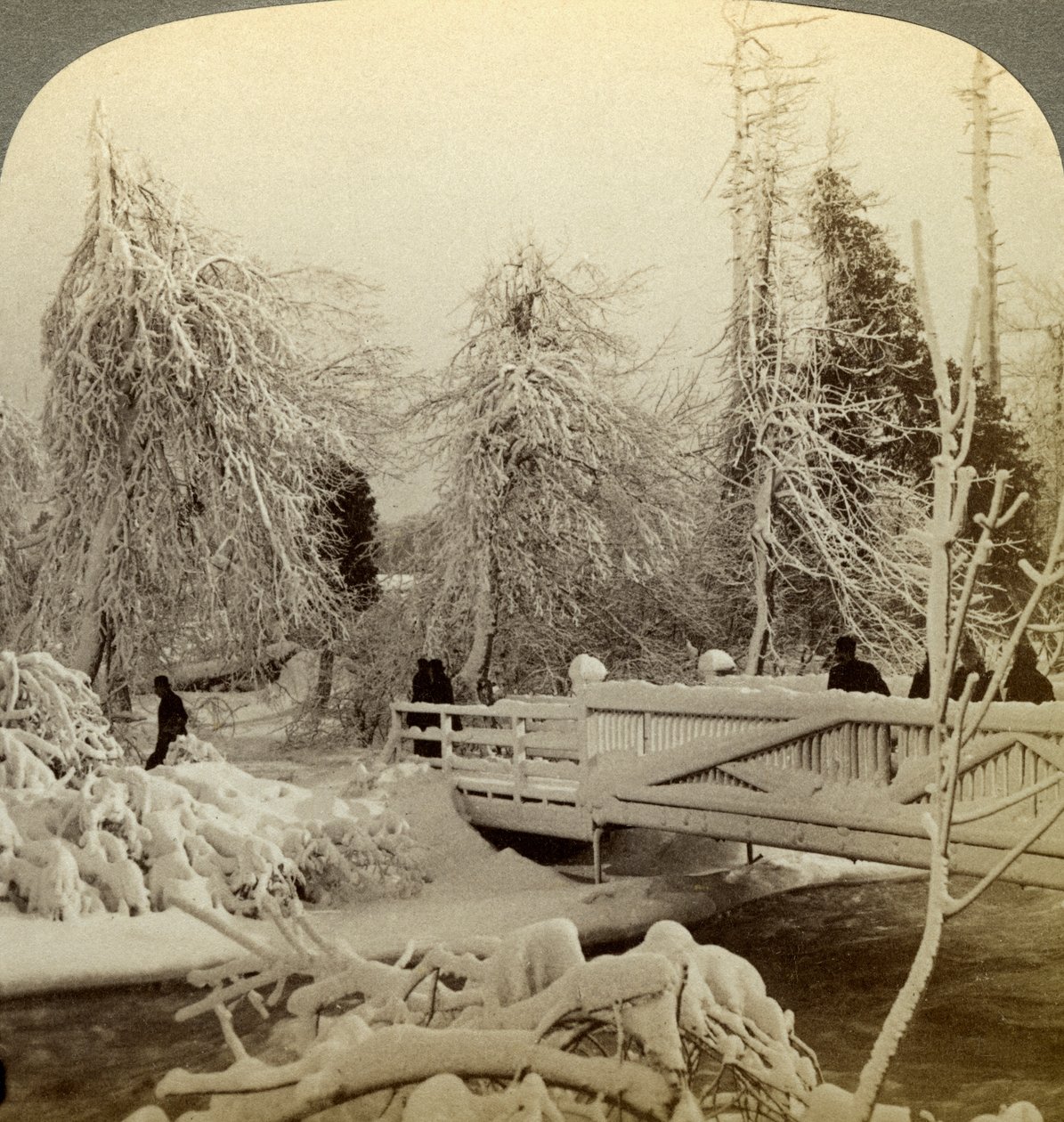 Winter Scene, Luna Island, Niagara Falls, New York, USA by Underwood and Underwood