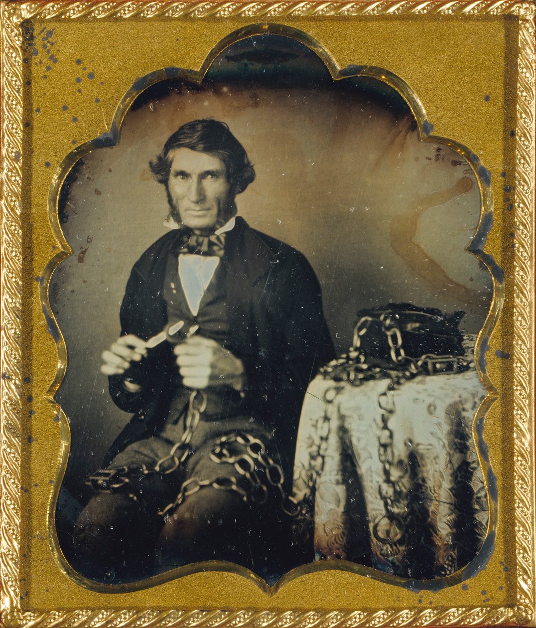 Folk Artist with Carved Wooden Chain by Unidentified