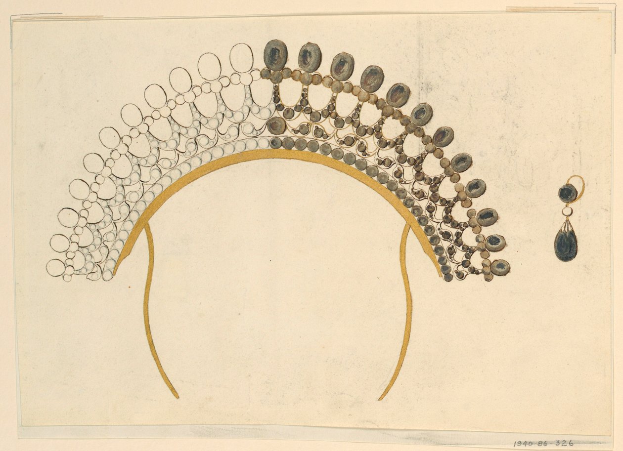 Design for a Comb and Earring, ca. 1815 by Unknown