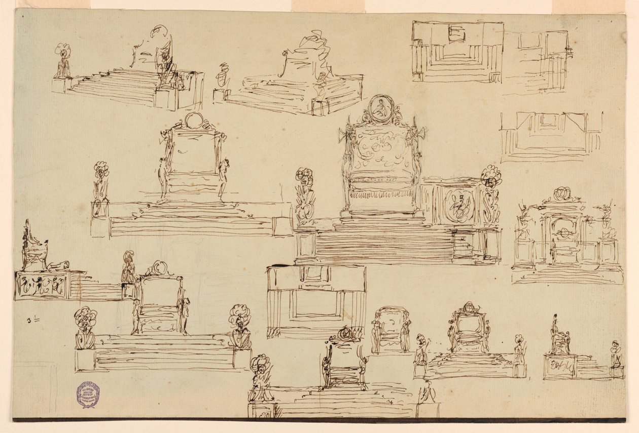Drawing, Fifteen Sketches for a Throne by Unknown