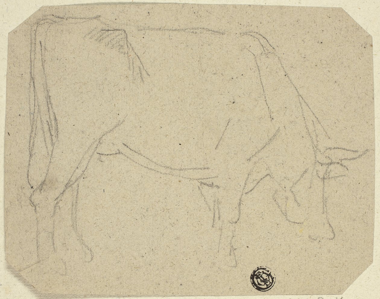 Grazing Cow (recto); Hindquarters of a Horse (verso) by Unknown