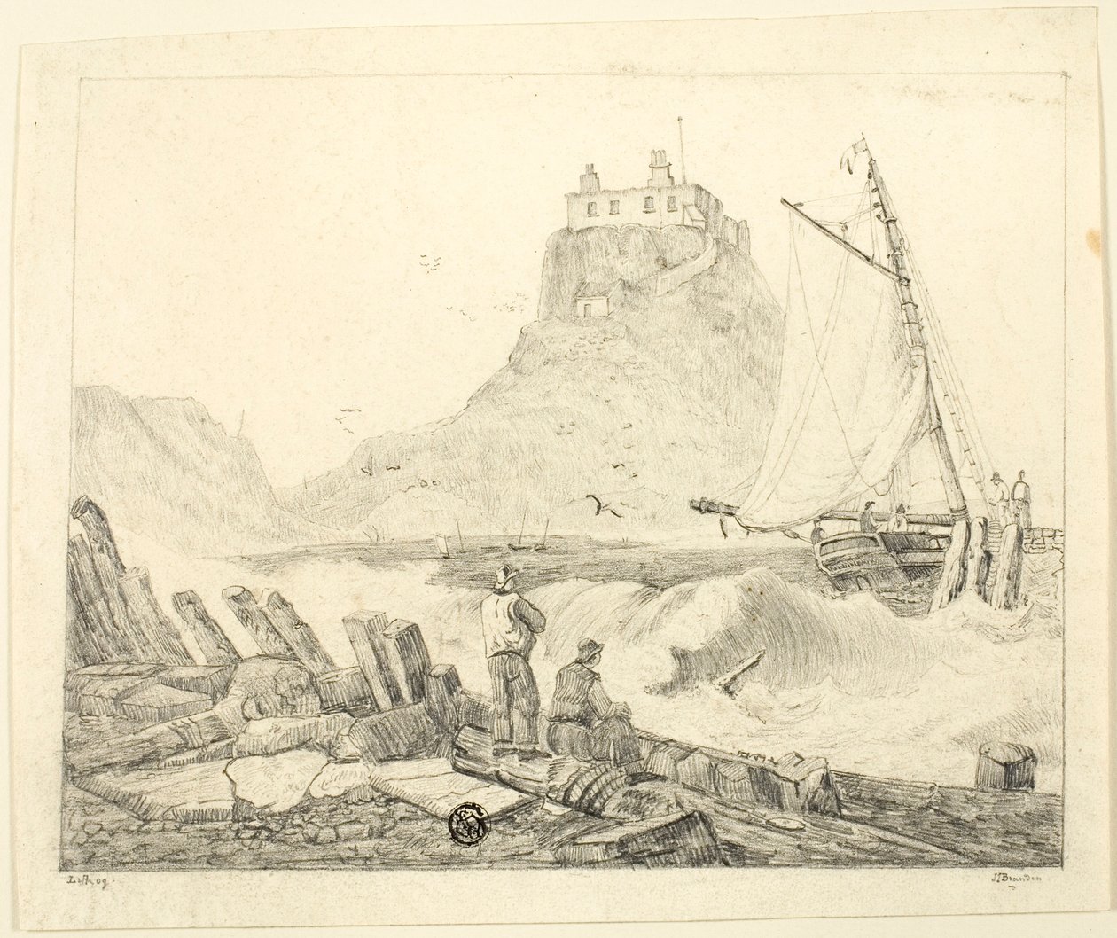 Harbor with Old Castle by Unknown